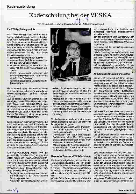 Vorschauseite 1: Kaderschulung bei der VESKA