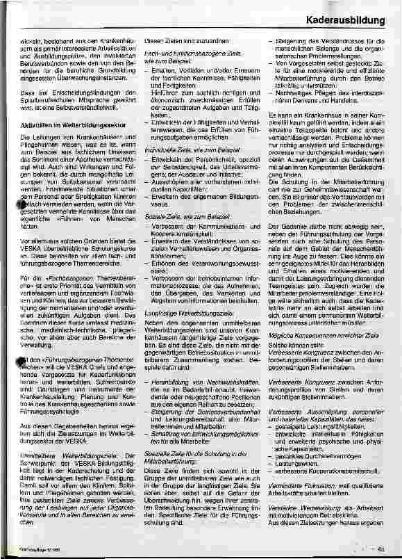 Vorschauseite 2: Kaderschulung bei der VESKA