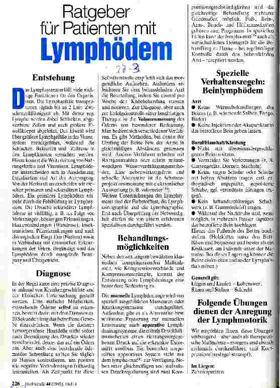 Vorschauseite 1: Ratbeger für Patienten mit Lymphödem