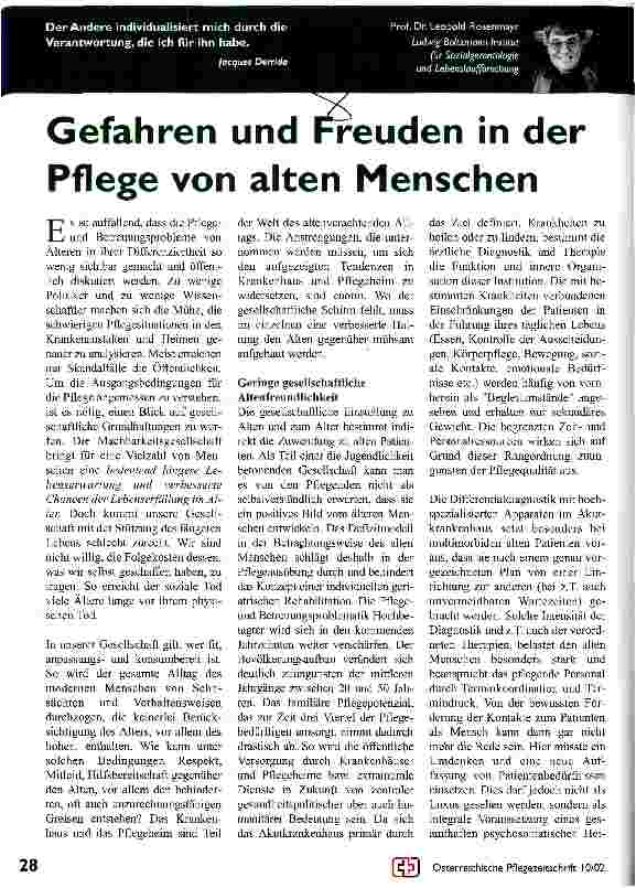 Vorschauseite 1: Gefahren und Freuden in der Pflege von alten Menschen