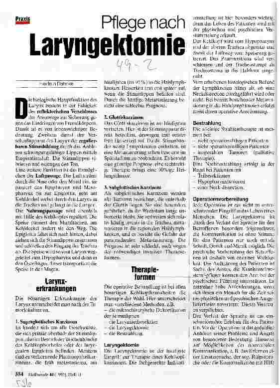 Vorschauseite 1: Pflege nach Laryngektomie