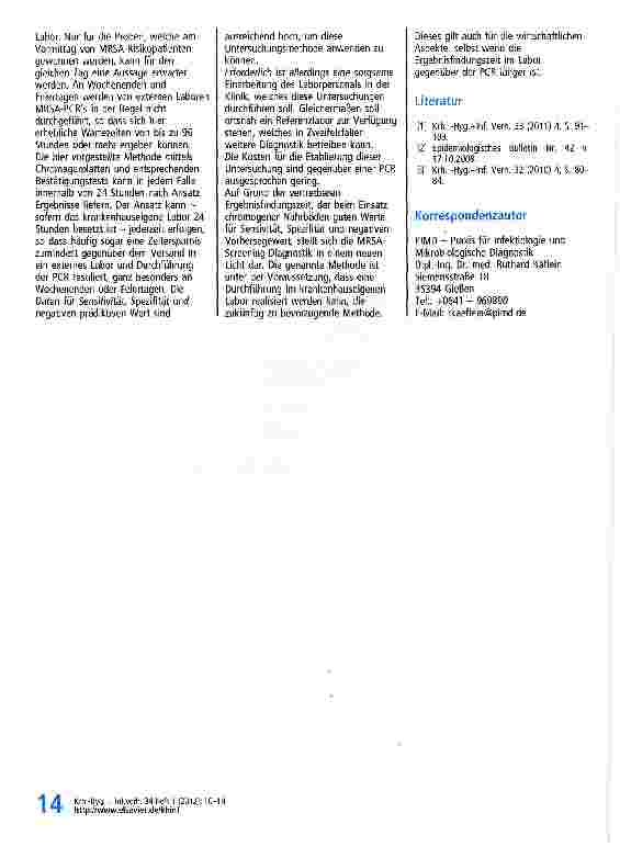 Vorschauseite 5: Krankenhausinternes bakteriologisches MRSA-Screening