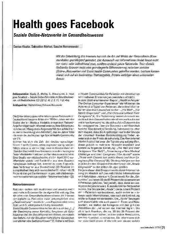Vorschauseite 1: Health goes Facebook