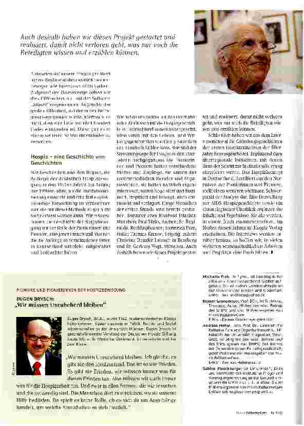 Vorschauseite 3: Hospizbewegung und Palliative Care in erzählter Geschichte