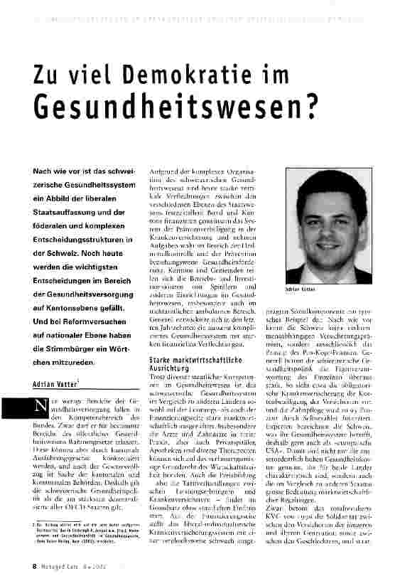 Vorschauseite 1: Zu viel Demokratie im Gesundheitswesen?