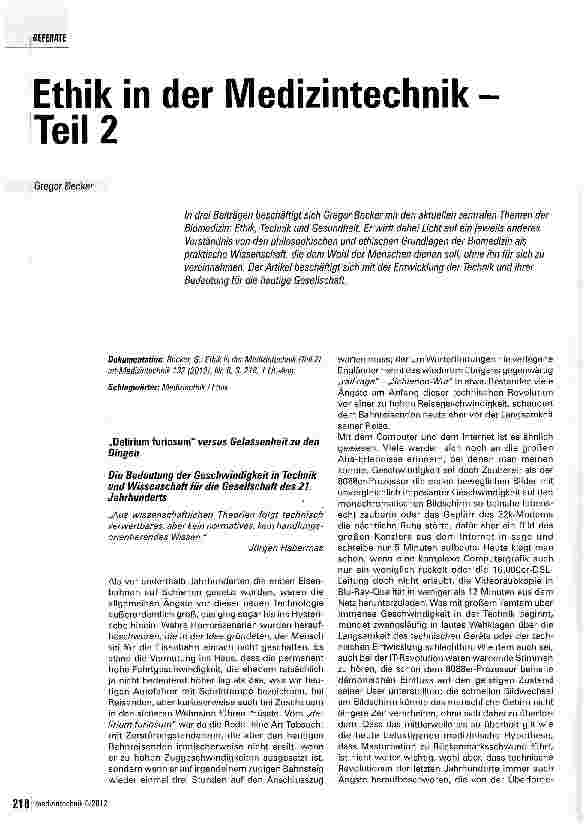 Vorschauseite 1: Ethik in der Medizintechnik Teil 2
