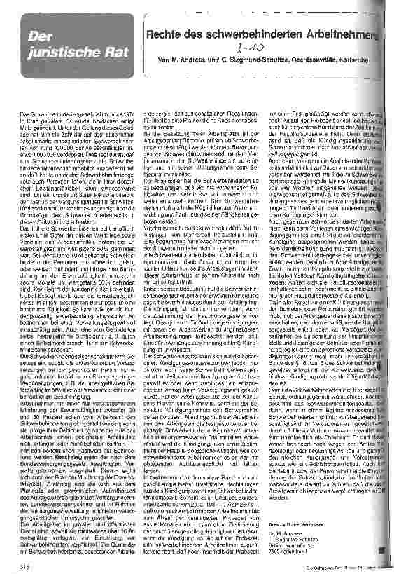 Vorschauseite 1: Rechte des schwerbehinderten Arbeitsnehmers