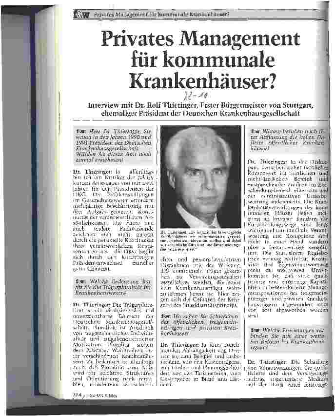 Vorschauseite 1: Privates Management für kommunale Krankenhäuser?