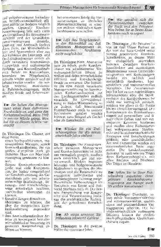 Vorschauseite 2: Privates Management für kommunale Krankenhäuser?