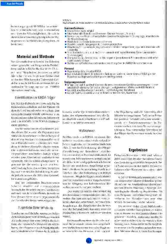 Vorschauseite 2: MRSA-Management in Altenund Pflegeheimen