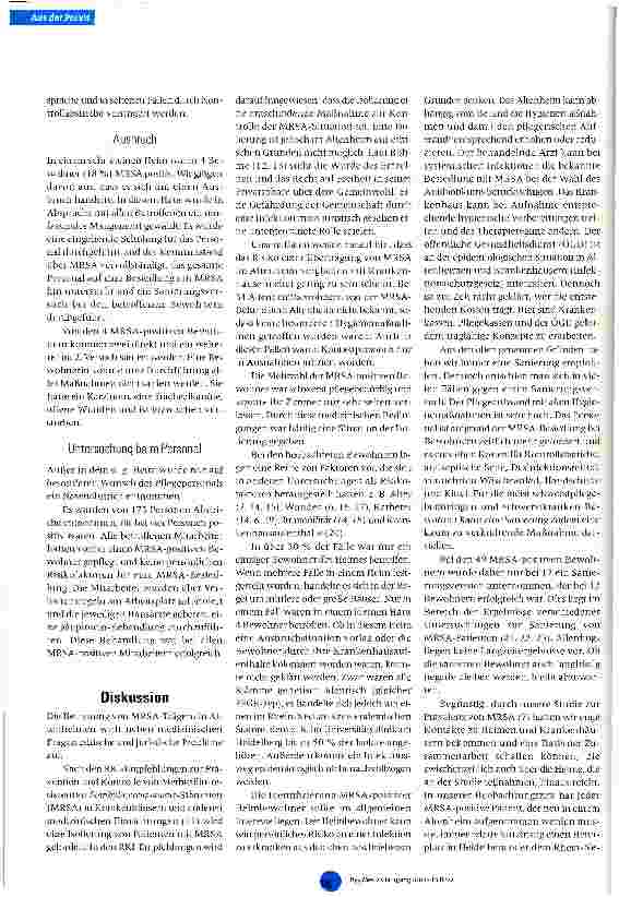 Vorschauseite 4: MRSA-Management in Altenund Pflegeheimen