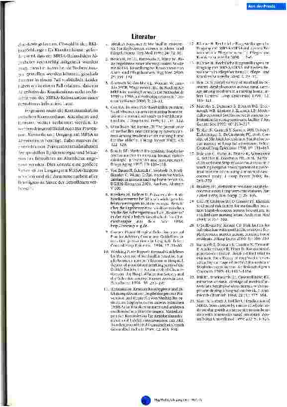 Vorschauseite 5: MRSA-Management in Altenund Pflegeheimen