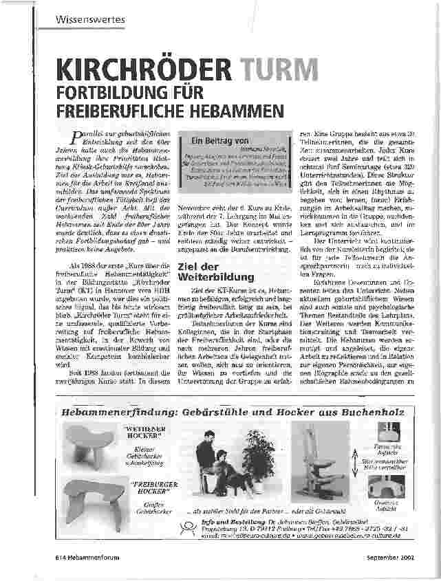 Vorschauseite 1: KIRCHRÖDER TURMFORTBILDUNG FÜR FREIBERUFLICHE HEBAMMEN