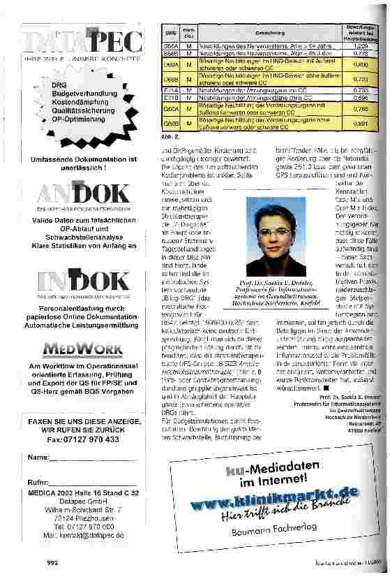 Vorschauseite 2: Gruppieren mit Stolpersteinen Fehler in den DRGs müssen unter Mitwirkung der Anwender zentral gesammelt werden