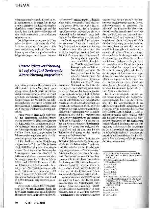 Vorschauseite 2: Pflegereform nicht isoliert betrachten - Die Probleme reichen weit über die Pflegeversicherung hinaus