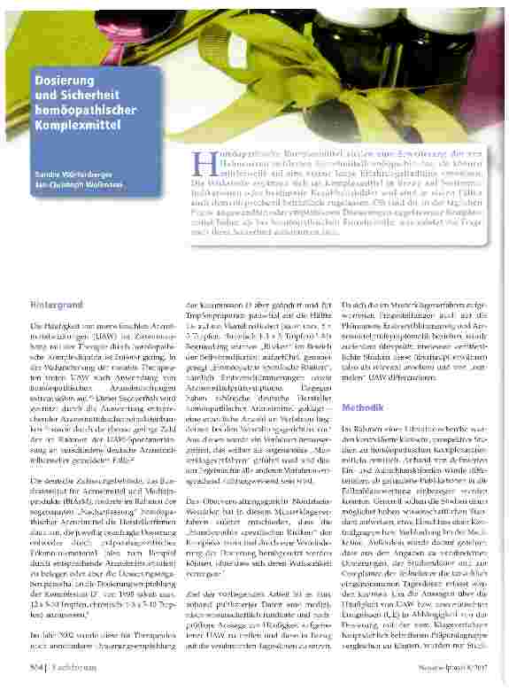 Vorschauseite 1: Dosierung und Sicherheit homöopathischer Komplexmittel