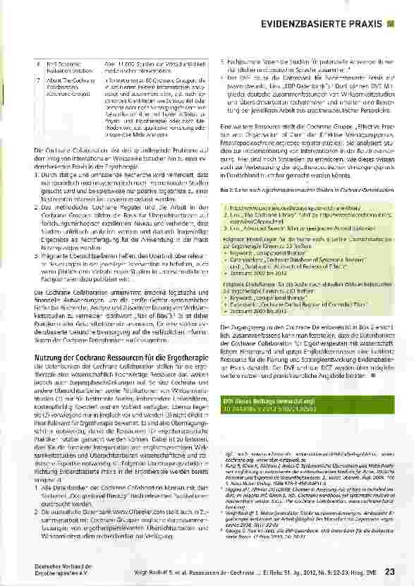 Vorschauseite 2: Ressourcen der Cochrane Collaboration nutzen