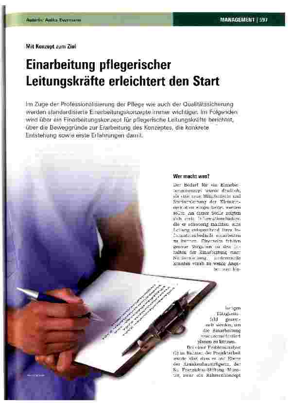 Vorschauseite 1: Einarbeitung pflegerischer Leitungskräfte erleichtert den Start