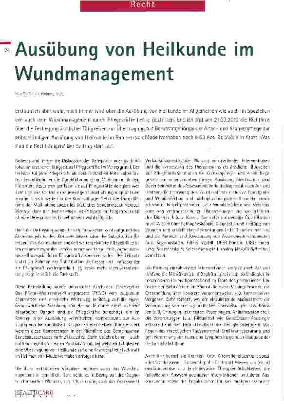 Vorschauseite 1: Ausübung von Heilkunde im Wundmanagement