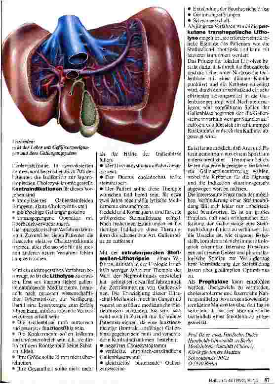 Vorschauseite 2: Gallensteine auflösen, zertrümmern oder operativ entfernen?