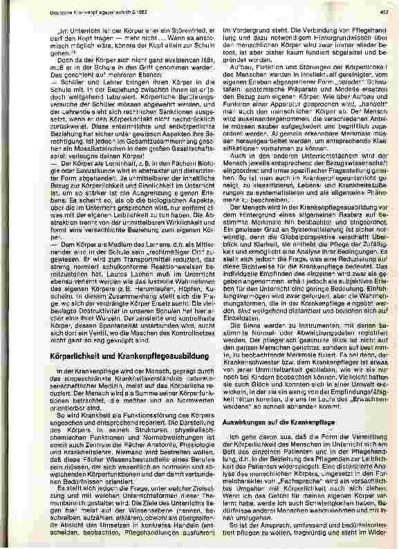 Vorschauseite 2: Der menschliche Körper - Gedanken über ein alltägliches Unterrichtsthema in der Krankenpflegeausbildung