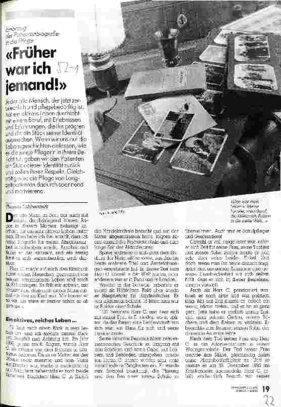 Vorschauseite 1: Früher war ich jemand! Einbezug der Patientenbiografie in die Pflege