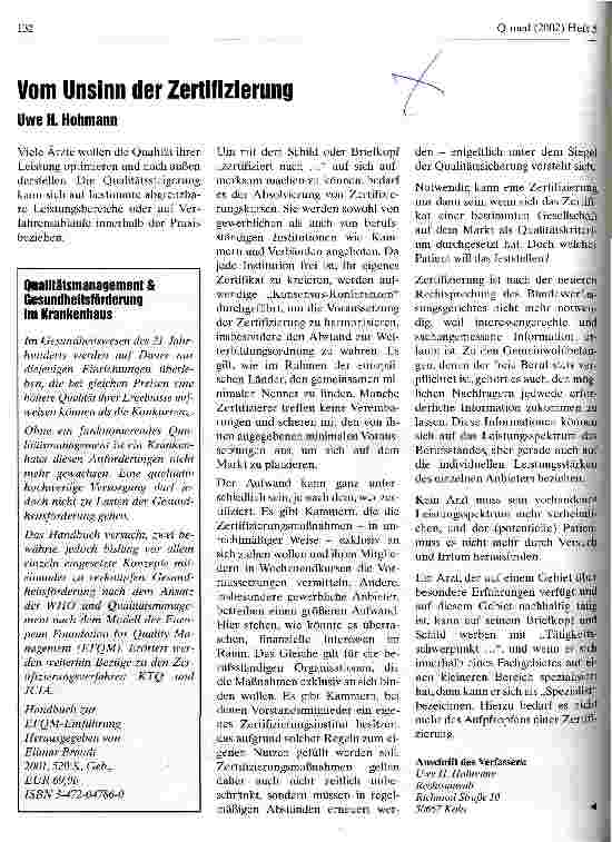 Vorschauseite 1: Vom Unsinn der Zertifizierung