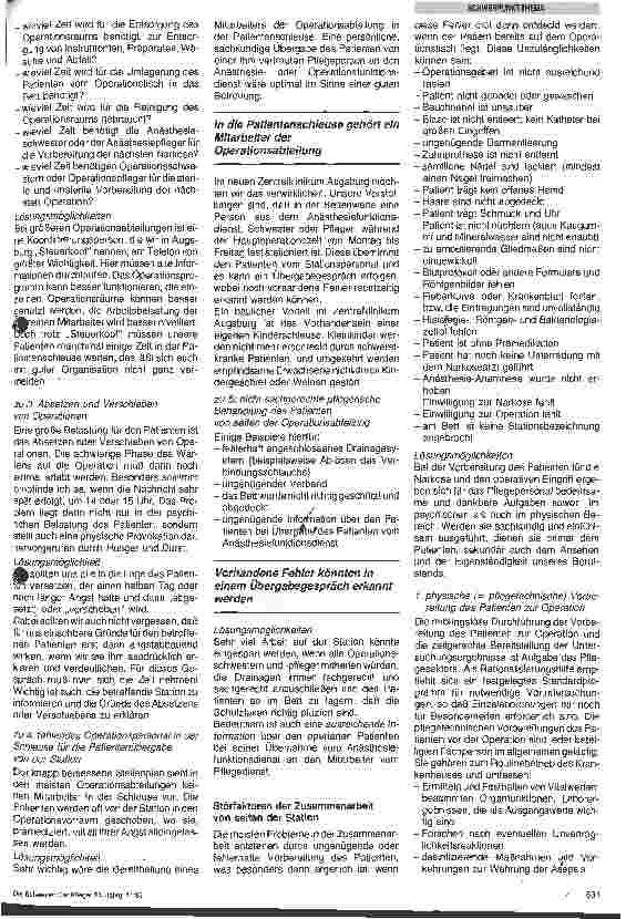 Vorschauseite 2: Wege zu guter Zusammenarbeit zwischen Station und Operationsabteilung