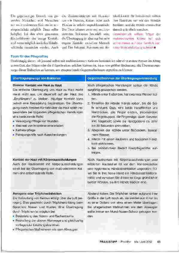 Vorschauseite 2: Mit multiresistenten Keimen zu Hause leben