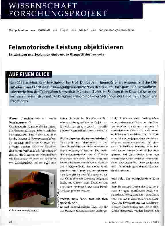 Vorschauseite 1: Feinmotorische Leistung objektivieren