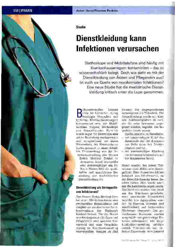 Vorschauseite 1: Dienstkleidung kann Infektionen verursachen