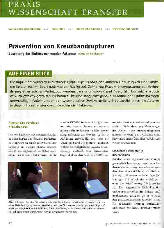 Vorschauseite 1: Prävention von Kreuzbandrupturen