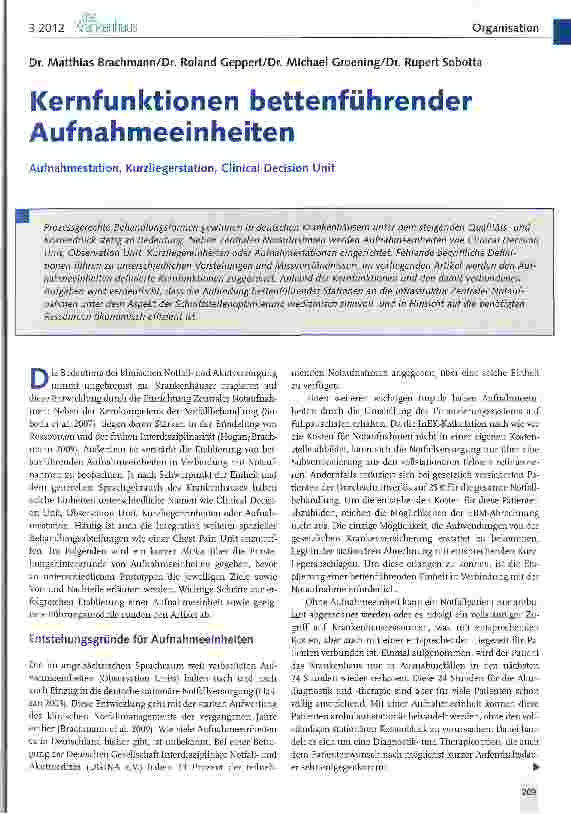 Vorschauseite 1: Kernfunktionen bettenführender Aufnahmeeinheiten