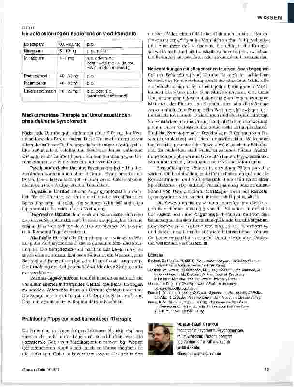 Vorschauseite 3: Medikamentöse Behandlung von Unruhe
