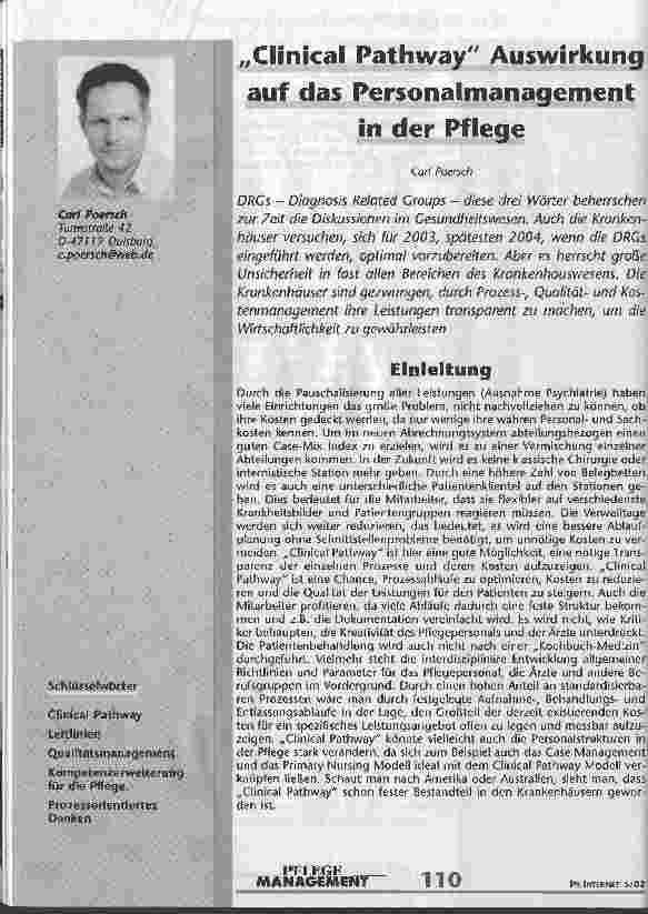 Vorschauseite 1: Clinical Pathway Auswirkung auf das Personalmanagement in der Pflege