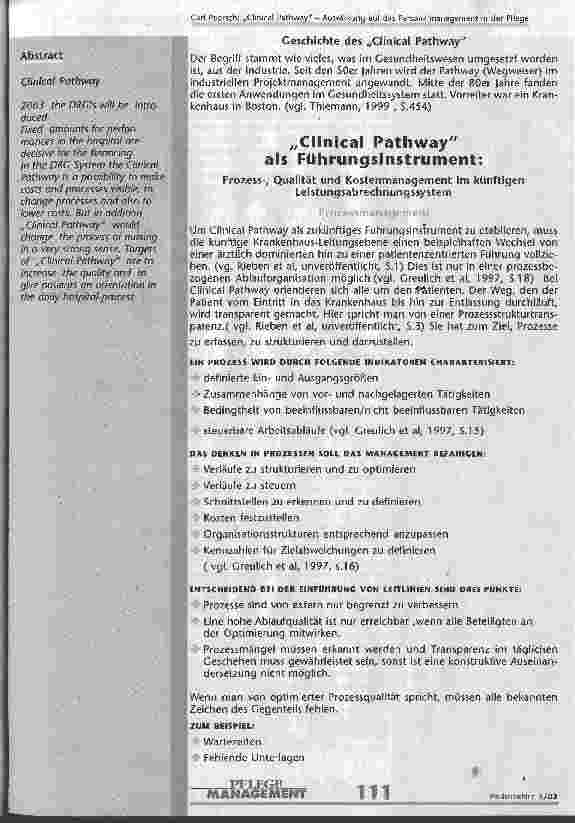 Vorschauseite 2: Clinical Pathway Auswirkung auf das Personalmanagement in der Pflege