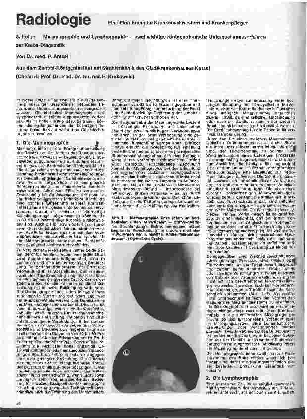 Vorschauseite 1: Radiologie // Eine Einführung für Krankenschwestern u. Krankenpfleger 8. Folge: Mammographie und Lymphagraphie