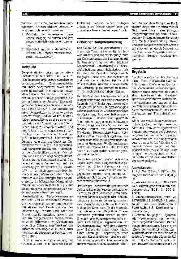 Vorschauseite 5: Das Budgeteinhaltungsgebot und Substitutionsverbot Gesundheitsstrukturgesetz: Die Probleme des Krankenhausapothekers