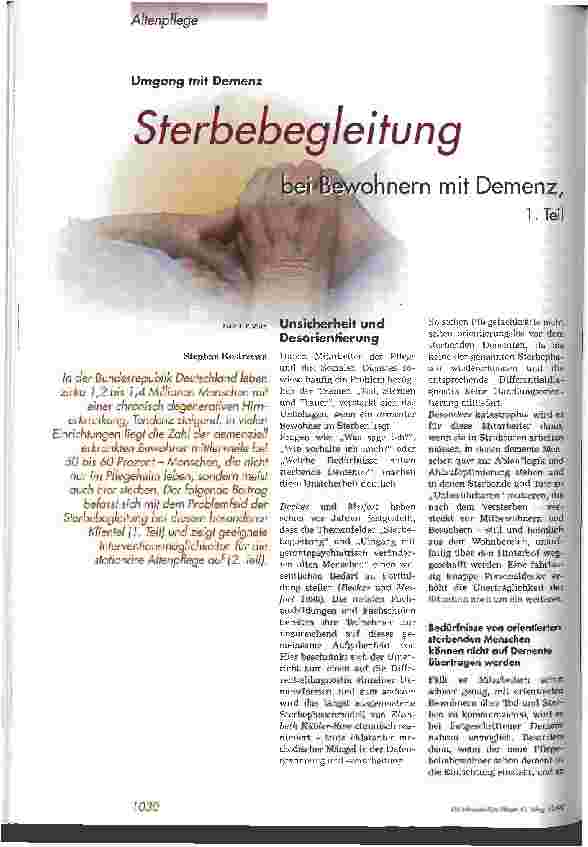 Vorschauseite 1: Sterbebegleitung bei Bewohnern mit Demenz Teil 1