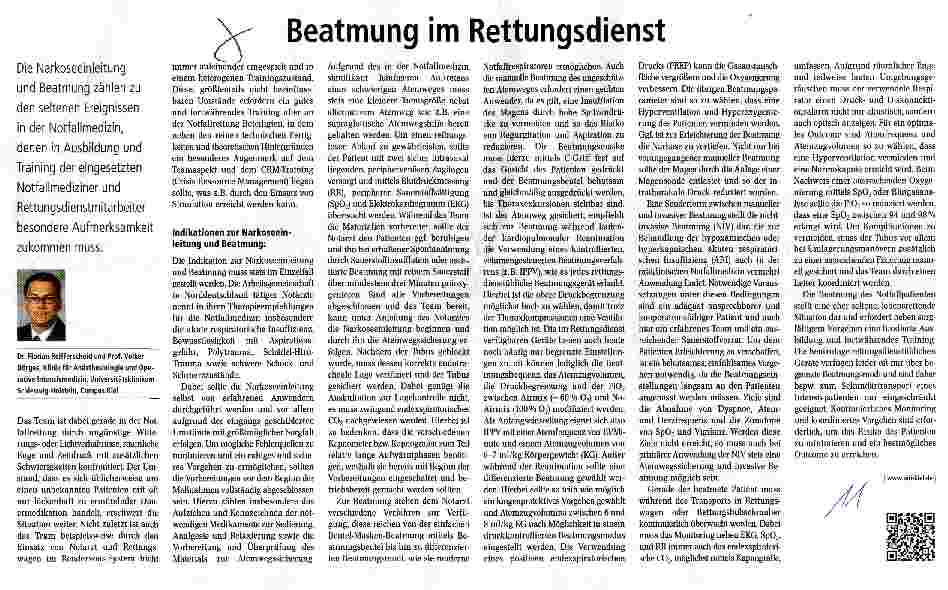 Vorschauseite 1: Beatmung im Rettungsdienst