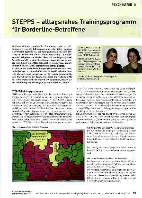 Vorschauseite 1: STEPPS - alltagsnahes Trainingsprogramm für Borderline-Betroffene