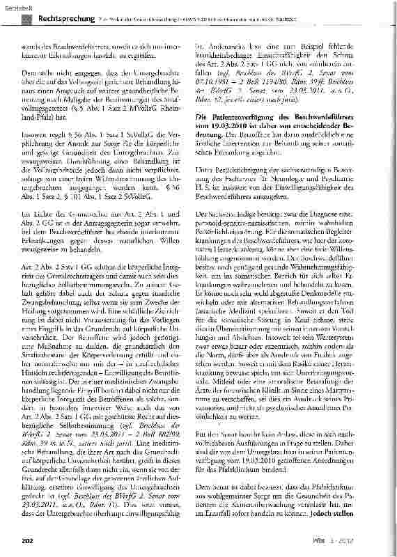 Vorschauseite 4: Zum Verbot der Kameraüberwachung in einem Kriseninterventionsraum während der Nachtzeit