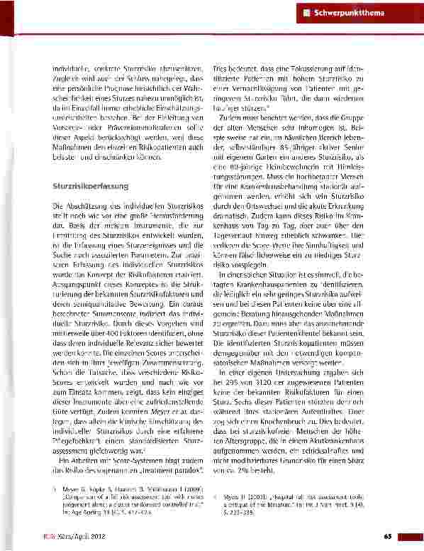 Vorschauseite 2: Herausforderung Sturzprophylaxe - eine medizinische und rechtliche Betrachtung