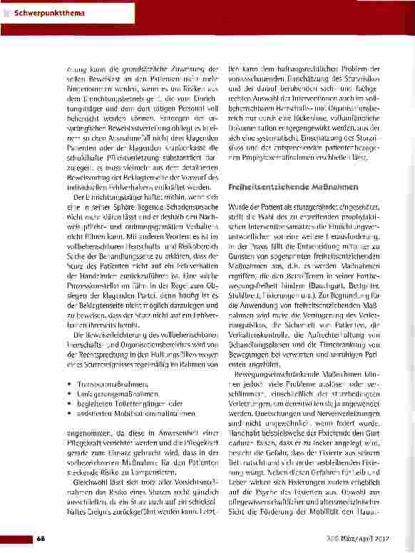 Vorschauseite 5: Herausforderung Sturzprophylaxe - eine medizinische und rechtliche Betrachtung