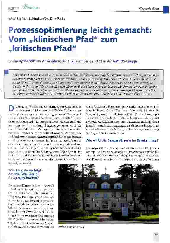 Vorschauseite 1: Prozessoptimierung leicht gemacht: Vom „klinischen Pfad11 zum „kritischen Pfad11