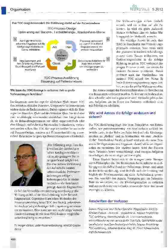 Vorschauseite 4: Prozessoptimierung leicht gemacht: Vom „klinischen Pfad11 zum „kritischen Pfad11