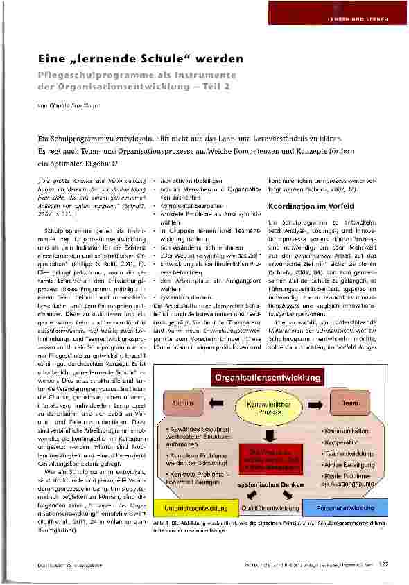 Vorschauseite 1: Eine „lernende Schule werden Pflegeschulprogramme als Instrumente - Teil 2