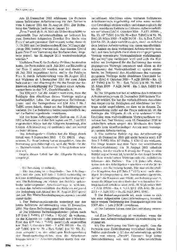 Vorschauseite 2: Weiterbeschäftigung eines Auszubildenden/Studierenden als Befristungsgrund