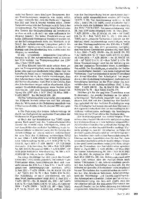Vorschauseite 3: Weiterbeschäftigung eines Auszubildenden/Studierenden als Befristungsgrund