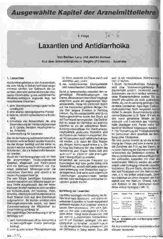 Vorschauseite 1: Laxantien und Antidiarrhoika